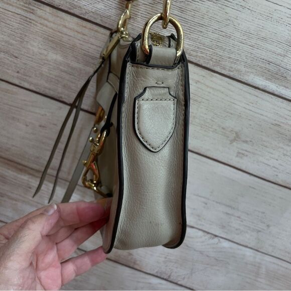 REBECCA MINKOFF LEATHER SADDLEBAG WITH DOG CLIP IN‎ CREAM - Picture 11 of 13